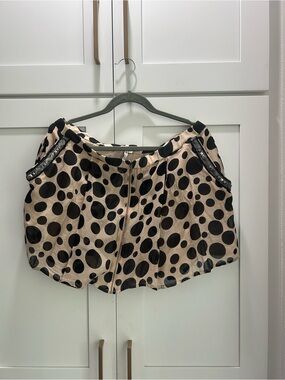 BCBGeneration Beige Mini Skirt with Black Polka Dots